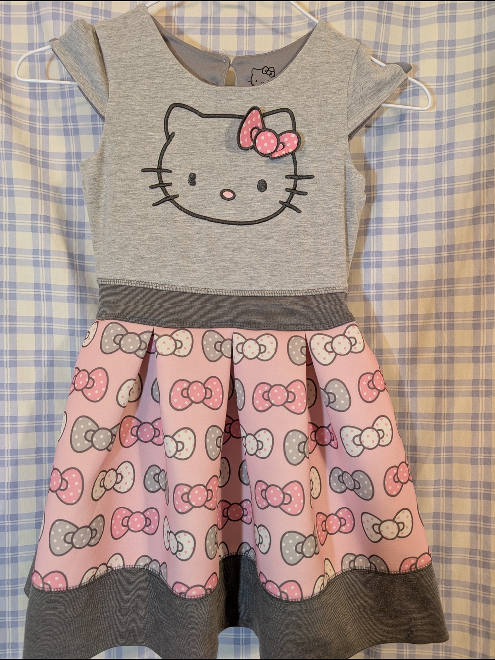Hello Kitty Grey & Pink Bow Print Skater Dress for Girls